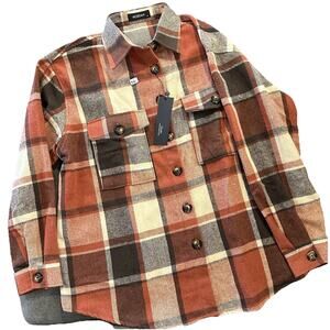 MCedar Plaid Flannel Shirt Men's New With Tags with Dual Chest Pockets Medium